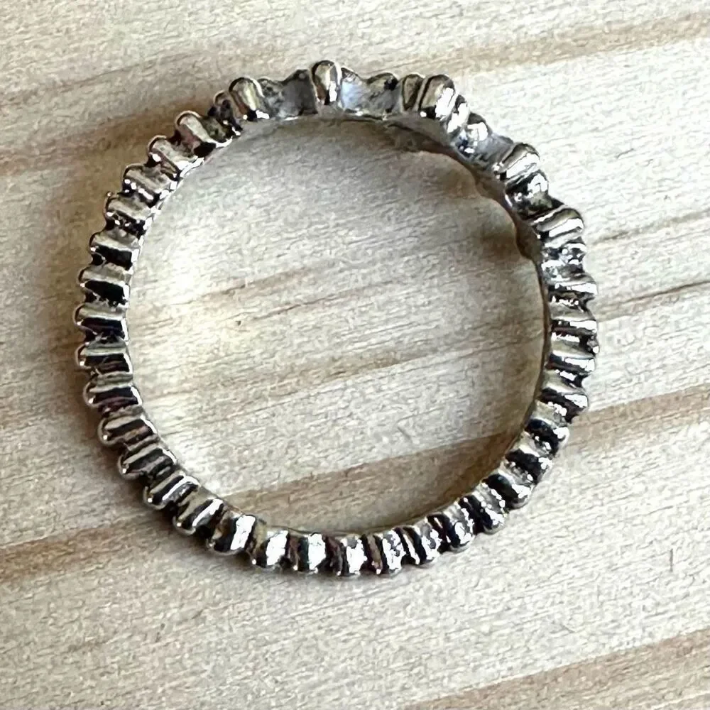 Silver-Tone  Beaded Crown Ring